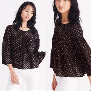 Madewell silk tiered peplum blouse